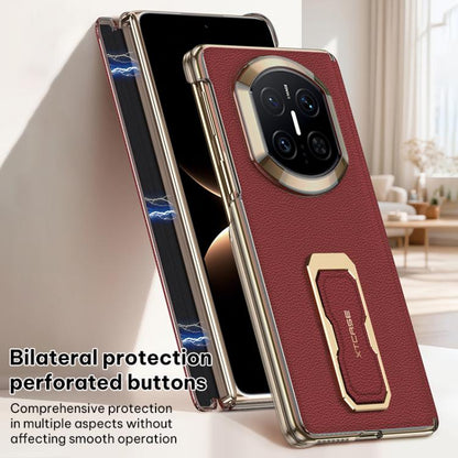 GKK Dual-Center Leather Hinge Phone Case with Supercar Wristband Rotating Holder, For Huawei Mate X7