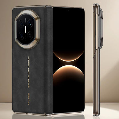 Matte black dual-center hinge phone case for Huawei Mate X7 with camera cutout