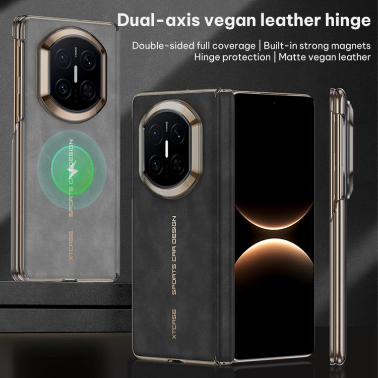 Matte grey dual-axis hinge phone case for Huawei Mate X7 with camera cutout