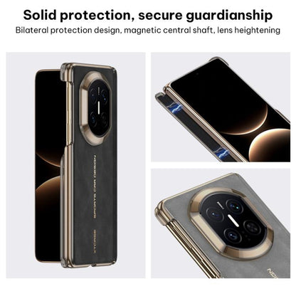 Dual-center hinge phone case with protective frame and camera cutout, shown in views