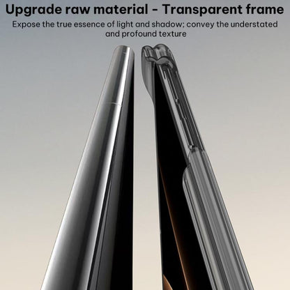 Clear transparent frame edge detail on a folding phone case