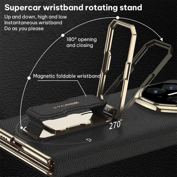 Black magnetic foldable wristband rotating stand with 180-degree opening