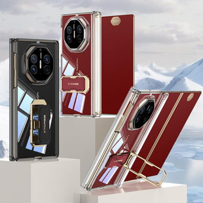 Magnetic phone case with rotating wristband holder, clear frame and gold hardware