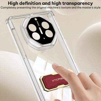 Clear phone case with raised camera frame and attached magnetic wristband holder