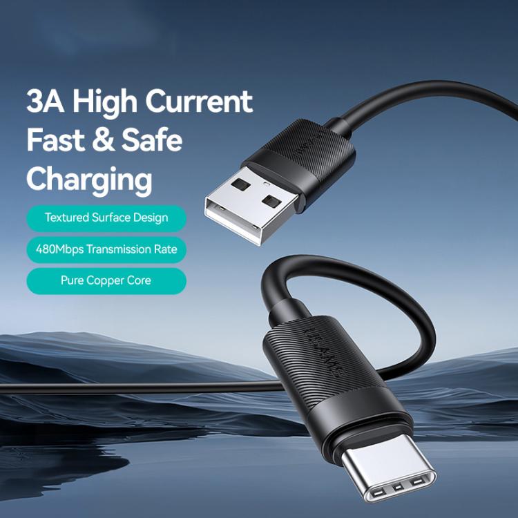 USAMS SJ777 U94 USB to Type-C 3A Fast Charging Data Cable, USB to Type-C