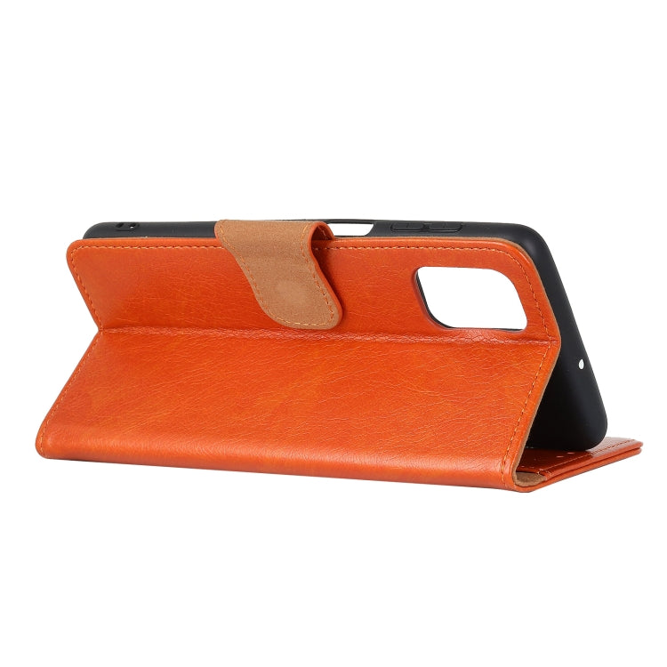 Orange nappa leather folio flip case with card slot and viewing stand