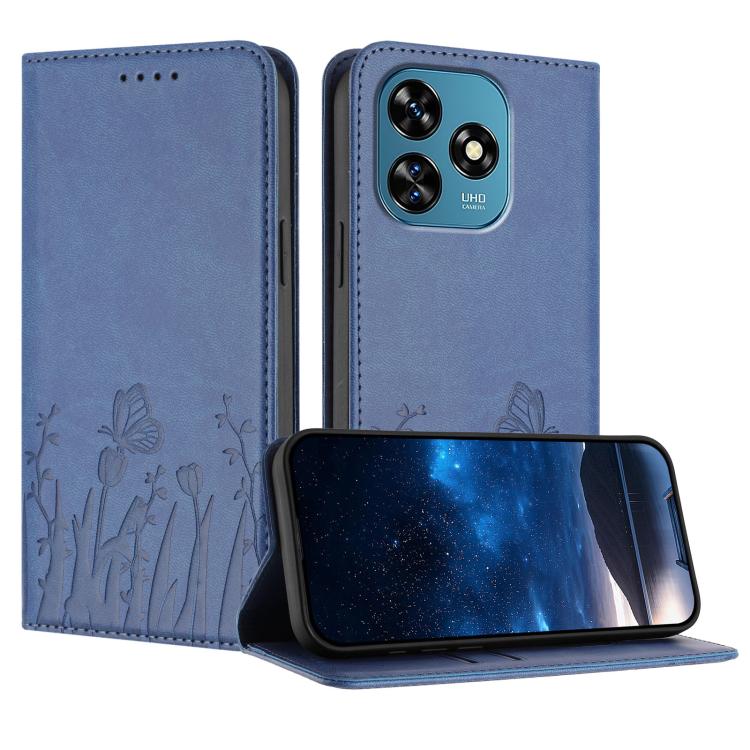 Tulips Butterfly Pattern Magnetic Vegan Leather Phone Case, For Oukitel C17 4G 2026, For Oukitel C26, For Oukitel C57s, For Oukitel C53, For Oukitel C51