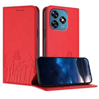 Tulips Butterfly Pattern Magnetic Vegan Leather Phone Case, For Oukitel C17 4G 2026, For Oukitel C26, For Oukitel C57s, For Oukitel C53, For Oukitel C51