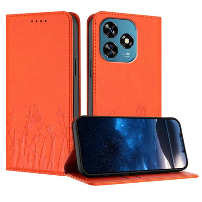 Tulips Butterfly Pattern Magnetic Vegan Leather Phone Case, For Oukitel C17 4G 2026, For Oukitel C26, For Oukitel C57s, For Oukitel C53, For Oukitel C51
