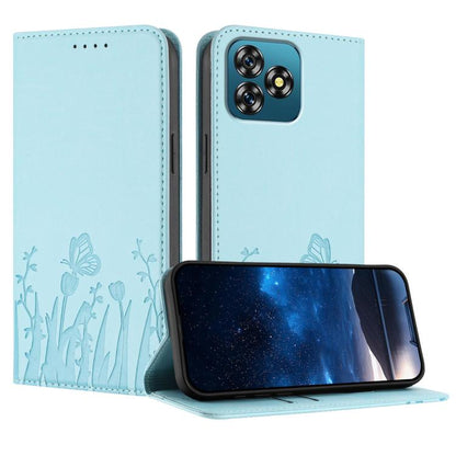 Tulips Butterfly Pattern Magnetic Vegan Leather Phone Case, For Oukitel C17 4G 2026, For Oukitel C26, For Oukitel C57s, For Oukitel C53, For Oukitel C51
