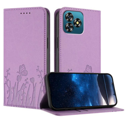 Tulips Butterfly Pattern Magnetic Vegan Leather Phone Case, For Oukitel C17 4G 2026, For Oukitel C26, For Oukitel C57s, For Oukitel C53, For Oukitel C51