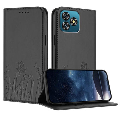 Tulips Butterfly Pattern Magnetic Vegan Leather Phone Case, For Oukitel C17 4G 2026, For Oukitel C26, For Oukitel C57s, For Oukitel C53, For Oukitel C51