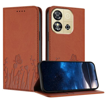 Tulips Butterfly Pattern Magnetic Vegan Leather Phone Case, For Oukitel C17 4G 2026, For Oukitel C26, For Oukitel C57s, For Oukitel C53, For Oukitel C51