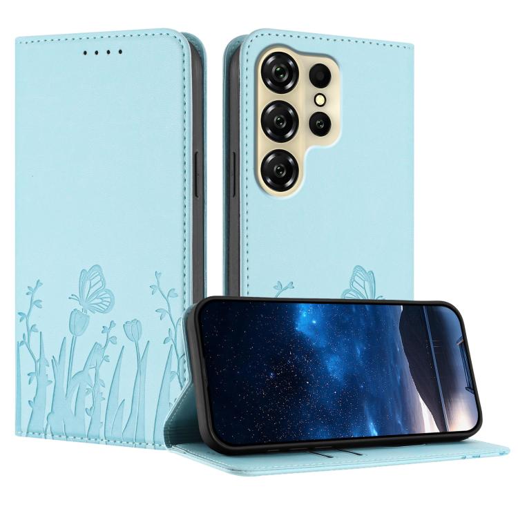 Tulips Butterfly Pattern Magnetic Vegan Leather Phone Case, For Oukitel C17 4G 2026, For Oukitel C26, For Oukitel C57s, For Oukitel C53, For Oukitel C51