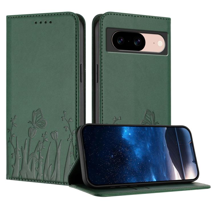 Green tulips and butterfly magnetic phone case with folio flap and camera cutout