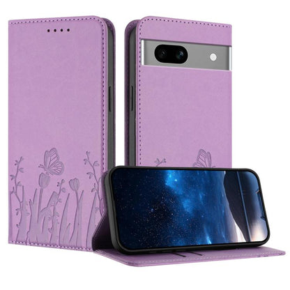 Tulips Butterfly Pattern Magnetic Vegan Leather Phone Case, For Google Pixel 7a, For Google Pixel 7 Pro, For Google Pixel 7, For Google Pixel 6a