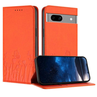 Tulips Butterfly Pattern Magnetic Vegan Leather Phone Case, For Google Pixel 7a, For Google Pixel 7 Pro, For Google Pixel 7, For Google Pixel 6a