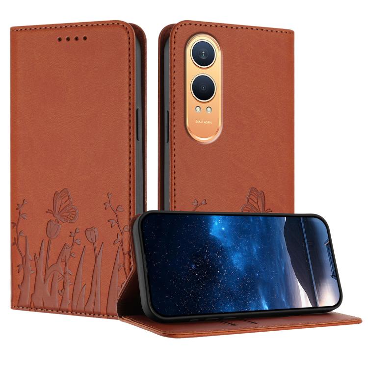 Tulips Butterfly Pattern Magnetic Vegan Leather Phone Case, For OnePlus Nord CE4 Lite, For OnePlus 12, For OnePlus Nord 3 / Ace 2V, For OnePlus 11