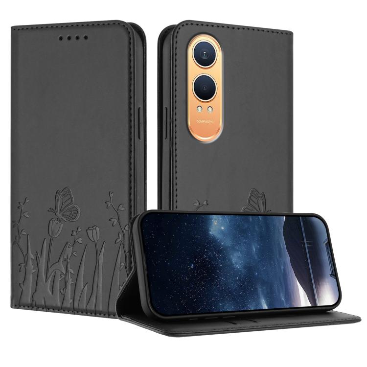 Tulips Butterfly Pattern Magnetic Vegan Leather Phone Case, For OnePlus Nord CE4 Lite, For OnePlus 12, For OnePlus Nord 3 / Ace 2V, For OnePlus 11
