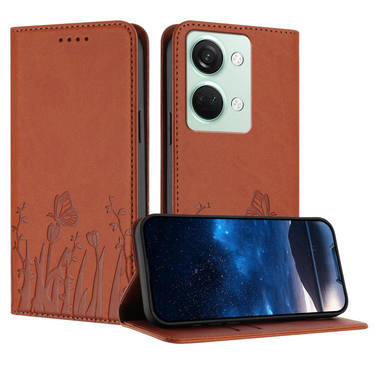 Tulips Butterfly Pattern Magnetic Vegan Leather Phone Case, For OnePlus Nord CE4 Lite, For OnePlus 12, For OnePlus Nord 3 / Ace 2V, For OnePlus 11