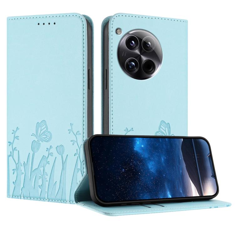Tulips Butterfly Pattern Magnetic Vegan Leather Phone Case, For OnePlus Nord CE4 Lite, For OnePlus 12, For OnePlus Nord 3 / Ace 2V, For OnePlus 11