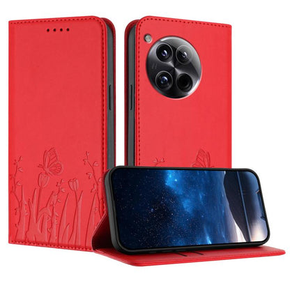 Tulips Butterfly Pattern Magnetic Vegan Leather Phone Case, For OnePlus Nord CE4 Lite, For OnePlus 12, For OnePlus Nord 3 / Ace 2V, For OnePlus 11