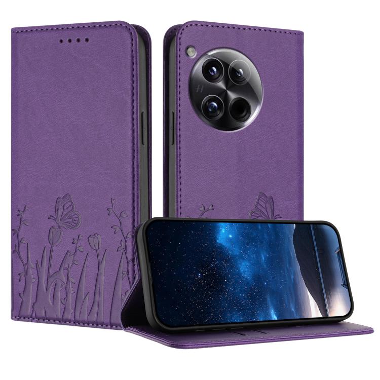 Tulips Butterfly Pattern Magnetic Vegan Leather Phone Case, For OnePlus Nord CE4 Lite, For OnePlus 12, For OnePlus Nord 3 / Ace 2V, For OnePlus 11