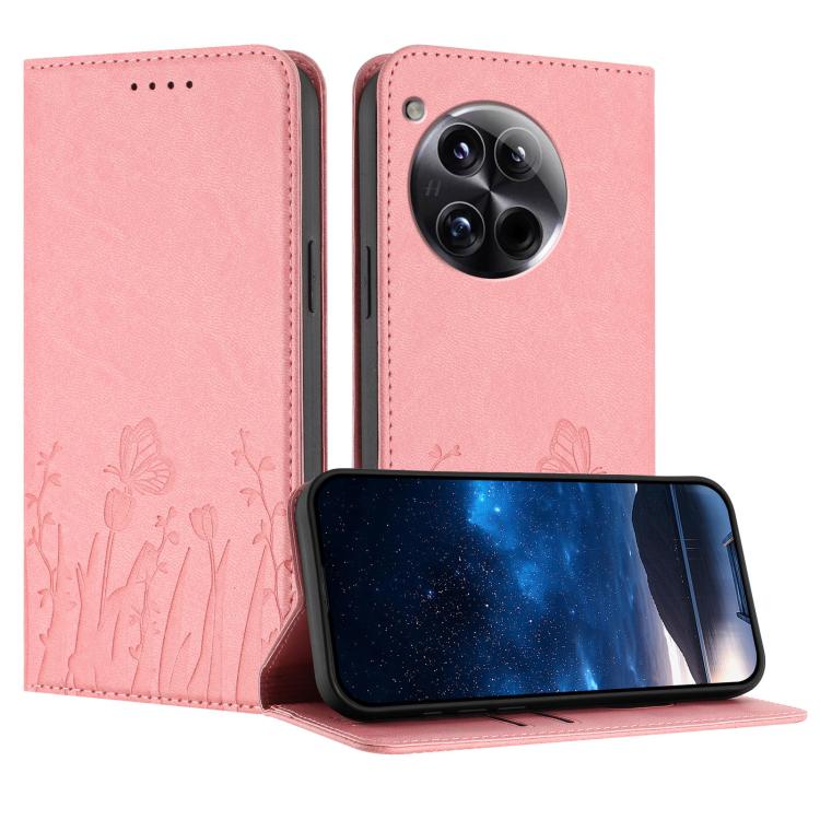 Tulips Butterfly Pattern Magnetic Vegan Leather Phone Case, For OnePlus Nord CE4 Lite, For OnePlus 12, For OnePlus Nord 3 / Ace 2V, For OnePlus 11