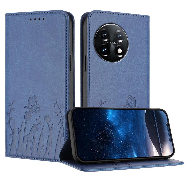 Tulips Butterfly Pattern Magnetic Vegan Leather Phone Case, For OnePlus Nord CE4 Lite, For OnePlus 12, For OnePlus Nord 3 / Ace 2V, For OnePlus 11