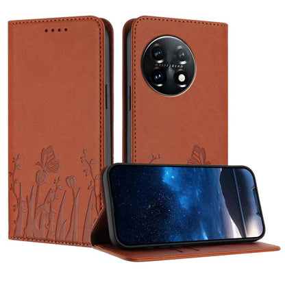 Tulips Butterfly Pattern Magnetic Vegan Leather Phone Case, For OnePlus Nord CE4 Lite, For OnePlus 12, For OnePlus Nord 3 / Ace 2V, For OnePlus 11