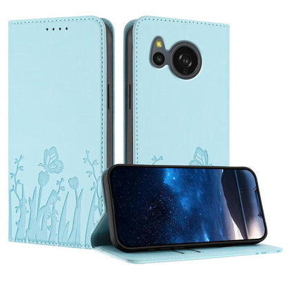 Tulips Butterfly Pattern Magnetic Vegan Leather Phone Case, For Sharp Aquos Wish3, For Sharp Aquos Sense7, For Sharp Simple Sumaho 6