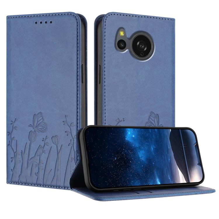 Tulips Butterfly Pattern Magnetic Vegan Leather Phone Case, For Sharp Aquos Wish3, For Sharp Aquos Sense7, For Sharp Simple Sumaho 6