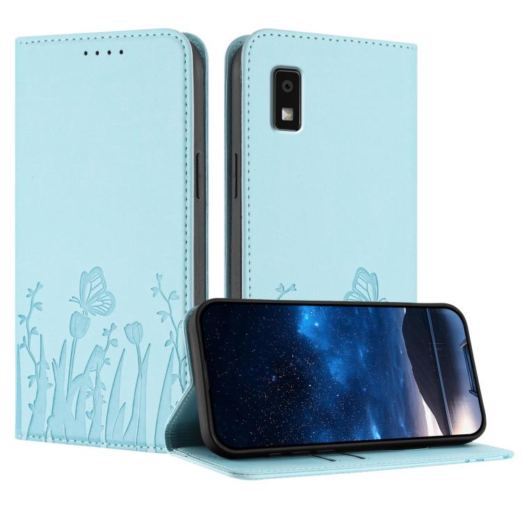 Tulips Butterfly Pattern Magnetic Vegan Leather Phone Case, For Sharp Aquos Wish3, For Sharp Aquos Sense7, For Sharp Simple Sumaho 6