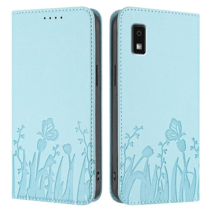 Tulips Butterfly Pattern Magnetic Vegan Leather Phone Case, For Sharp Aquos Wish3, For Sharp Aquos Sense7, For Sharp Simple Sumaho 6