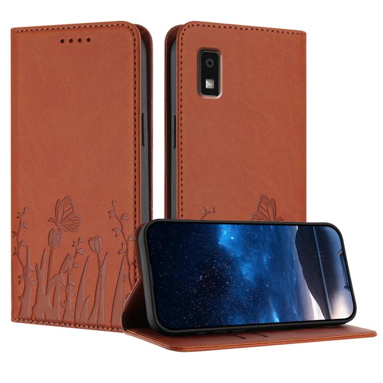 Tulips Butterfly Pattern Magnetic Vegan Leather Phone Case, For Sharp Aquos Wish3, For Sharp Aquos Sense7, For Sharp Simple Sumaho 6