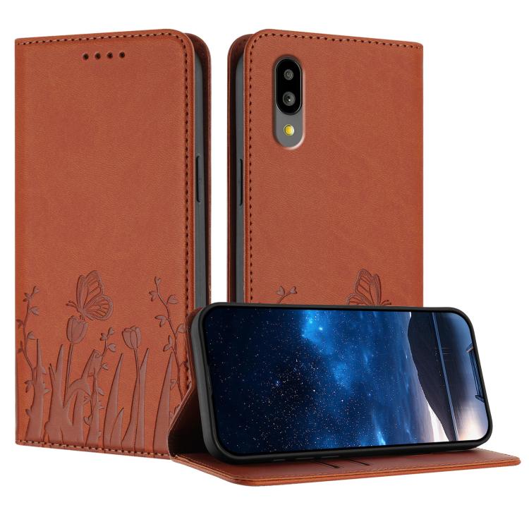 Tulips Butterfly Pattern Magnetic Vegan Leather Phone Case, For Sharp Aquos Wish3, For Sharp Aquos Sense7, For Sharp Simple Sumaho 6