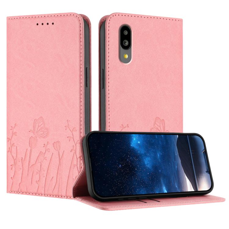 Tulips Butterfly Pattern Magnetic Vegan Leather Phone Case, For Sharp Aquos Wish3, For Sharp Aquos Sense7, For Sharp Simple Sumaho 6