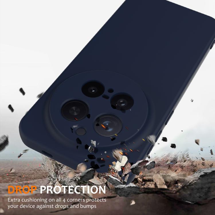 Navy blue shockproof silicone phone case with MagSafe ring and reinforced corners