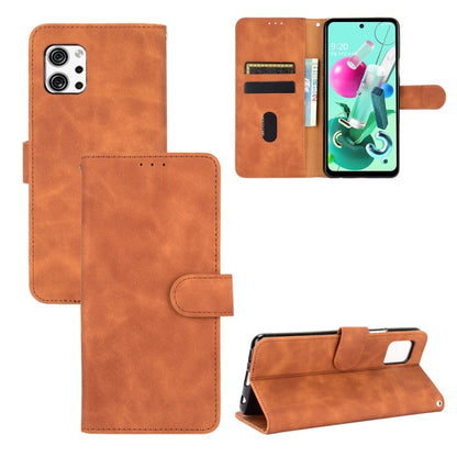 Brown PU leather flip phone wallet case with magnetic buckle and card slots