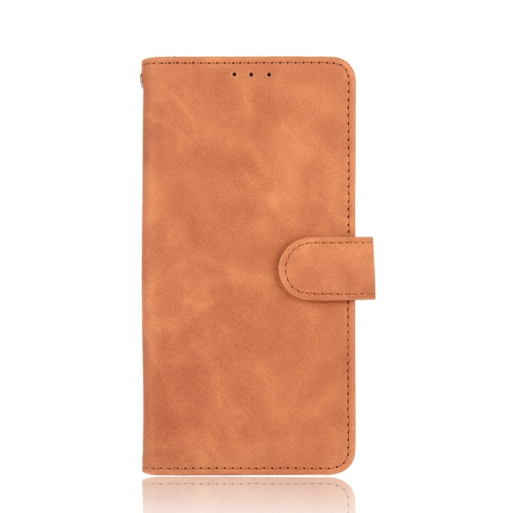 Brown PU leather flip phone wallet case with magnetic clasp and front card holder