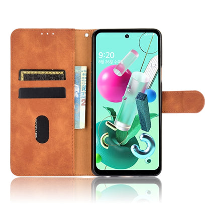 Brown PU leather flip phone wallet case with card slots and magnetic clasp
