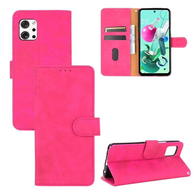 Rose red PU leather flip phone wallet case with magnetic buckle and card slots