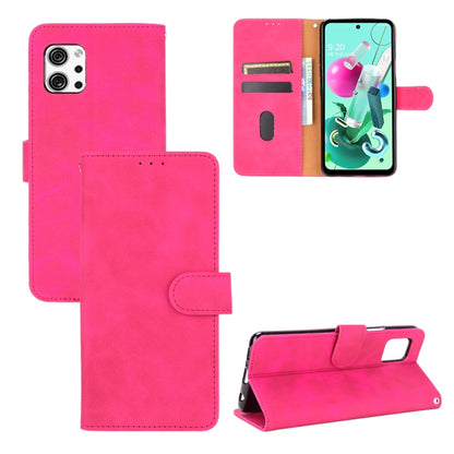 Rose red PU leather flip phone wallet case with magnetic buckle and card slots