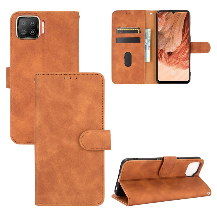 Brown PU leather flip phone wallet case with magnetic buckle and card slots
