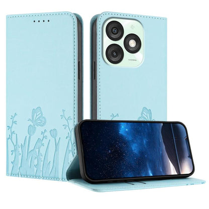 Tulips Butterfly Pattern Magnetic Vegan Leather Phone Case, For Itel A50C, For Itel A50
