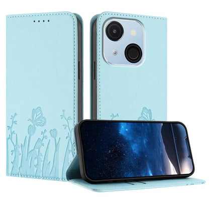 Tulips Butterfly Pattern Magnetic Vegan Leather Phone Case, For Itel A50C, For Itel A50