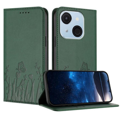 Tulips Butterfly Pattern Magnetic Vegan Leather Phone Case, For Itel A50C, For Itel A50