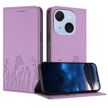Tulips Butterfly Pattern Magnetic Vegan Leather Phone Case, For Itel A50C, For Itel A50