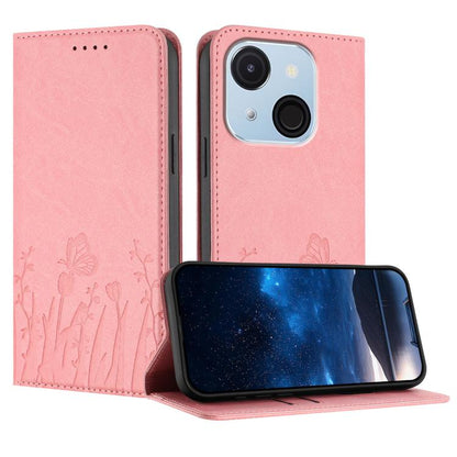 Tulips Butterfly Pattern Magnetic Vegan Leather Phone Case, For Itel A50C, For Itel A50