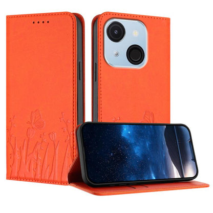 Tulips Butterfly Pattern Magnetic Vegan Leather Phone Case, For Itel A50C, For Itel A50